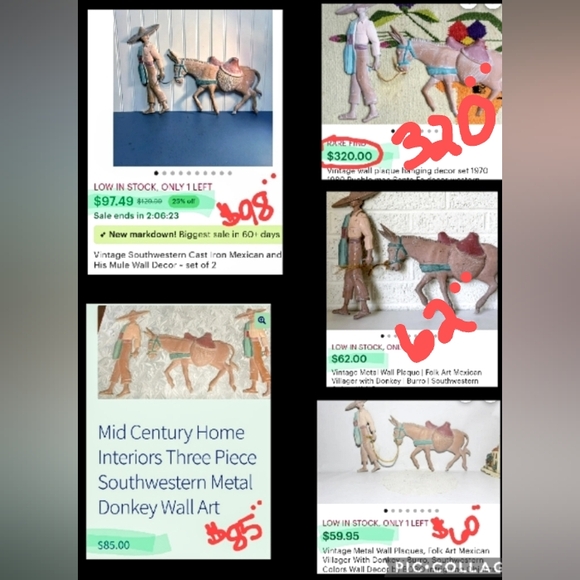 Vintage Iron Southwestern Wall Art - Folk Art, Mid Century, 3 Pieces - Picture 9 of 10